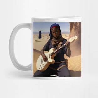 electric guitar touareg player in the desert landescape music heavy Mug